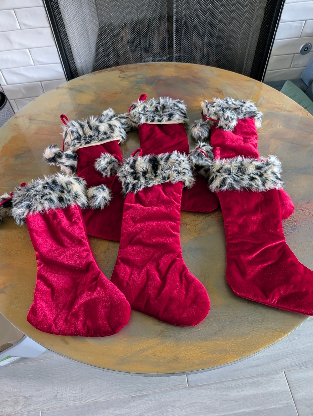 Faux Fur Red Christmas Stocking Set Of 6